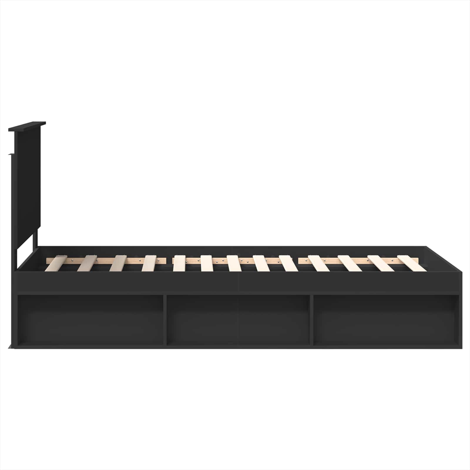 Bettrahmen Schwarz 90 x 200 cm Massives Kiefernholz