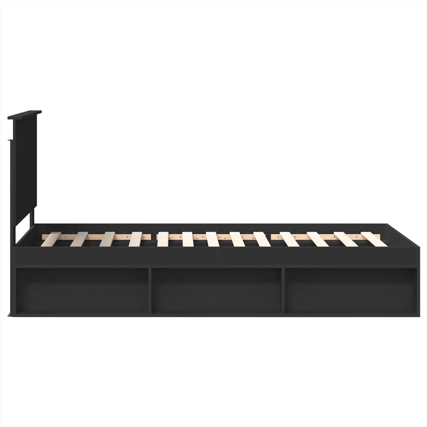 Bettrahmen Schwarz 90 x 200 cm Massives Kiefernholz