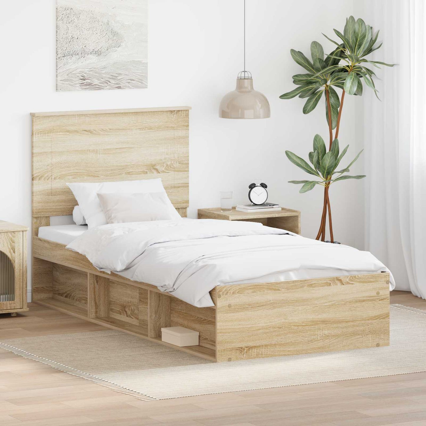 Bettrahmen Sonoma-Eiche 75 x 190 cm Massives Kiefernholz