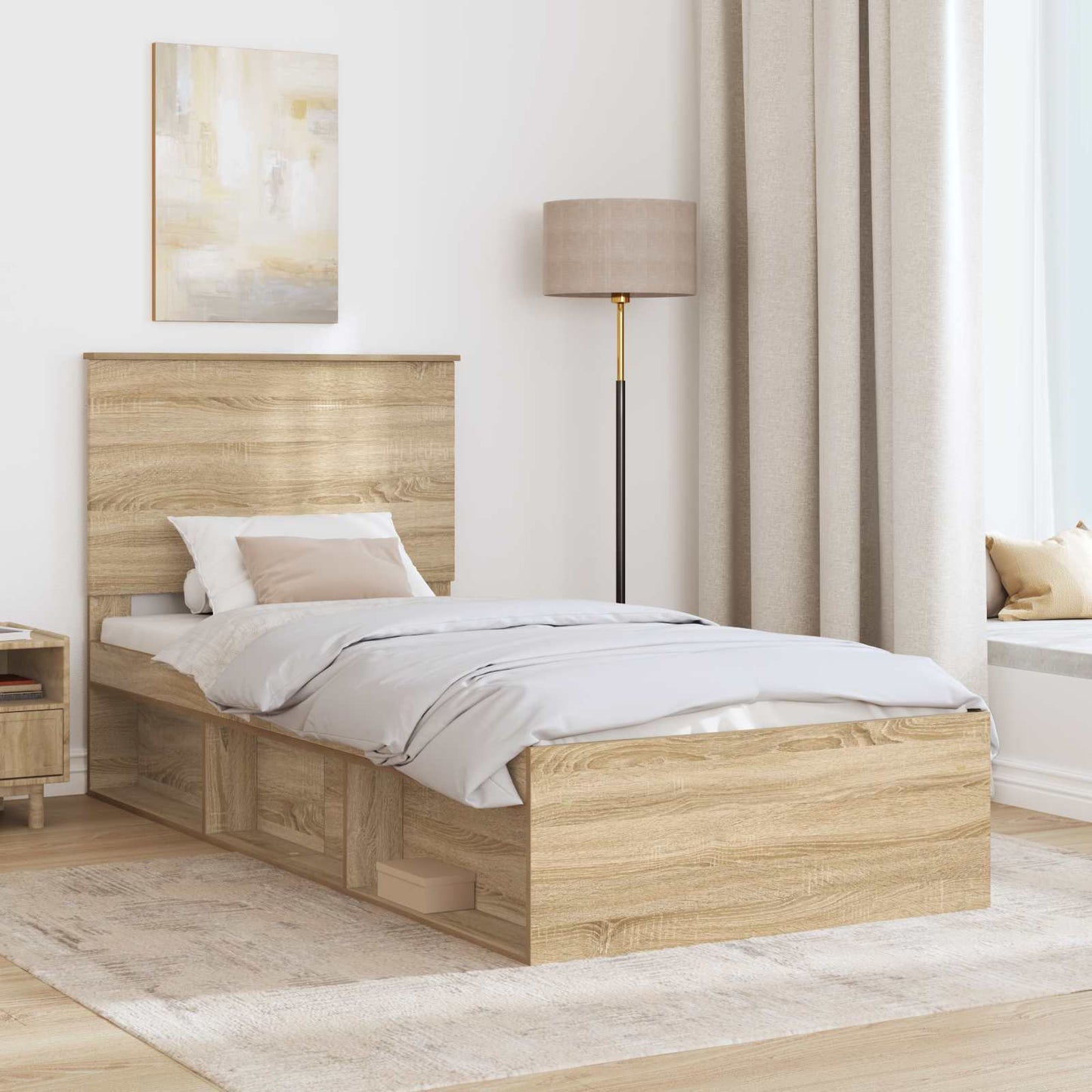 Bettrahmen Sonoma-Eiche 75 x 190 cm Massives Kiefernholz