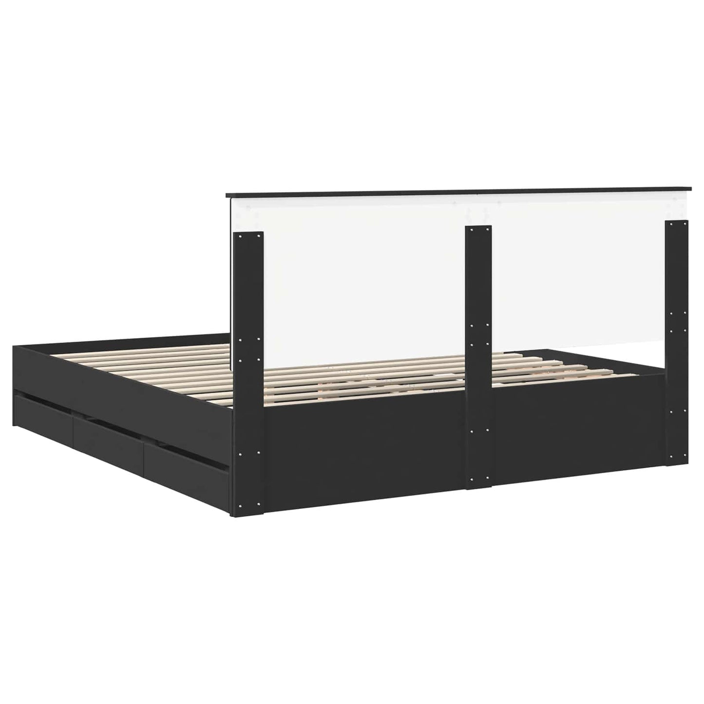 Bettrahmen mit Schubladen Schwarz 200 x 200 cm Ingenieurs Holz