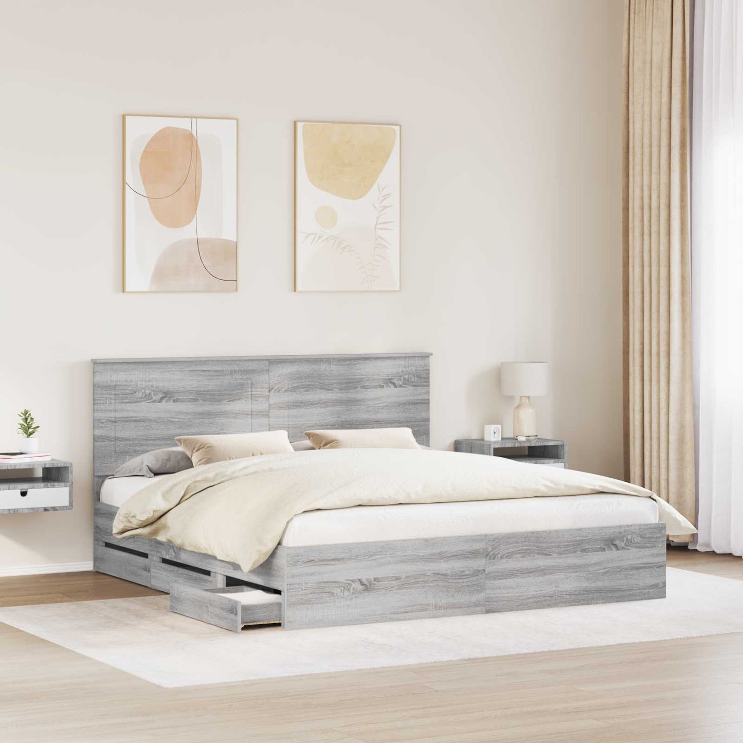 Bettrahmen Graues Sonoma 180 x 200 cm Ingenieurs Holz