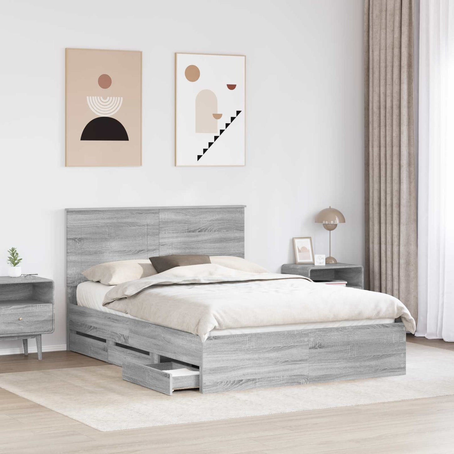 Bettrahmen Graues Sonoma 160 x 200 cm Ingenieurs Holz