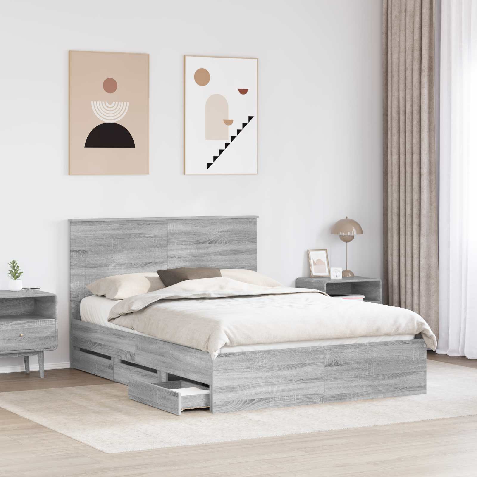 Bettrahmen Graues Sonoma 160 x 200 cm Ingenieurs Holz