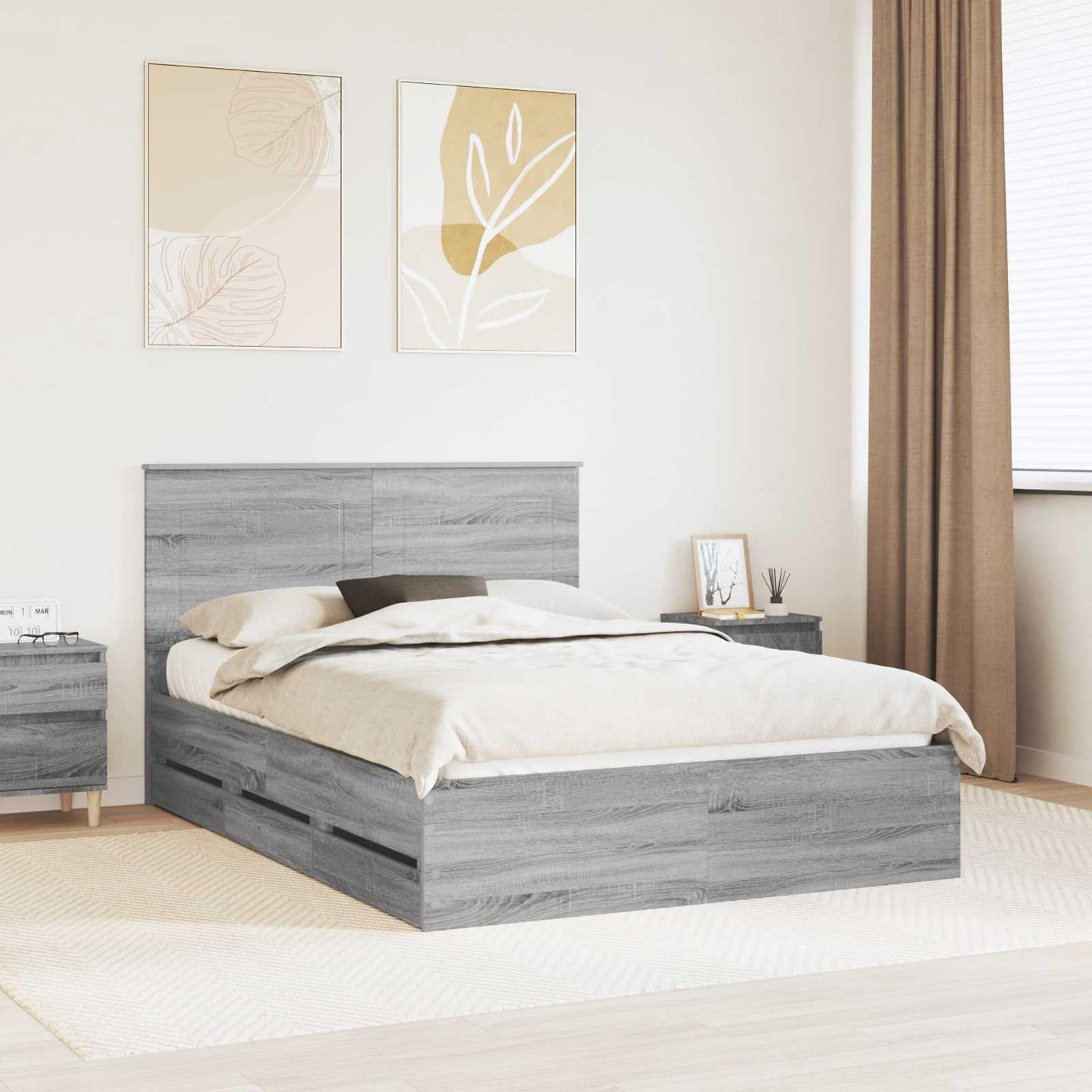 Bettrahmen Graues Sonoma 140 x 200 cm Ingenieurs Holz