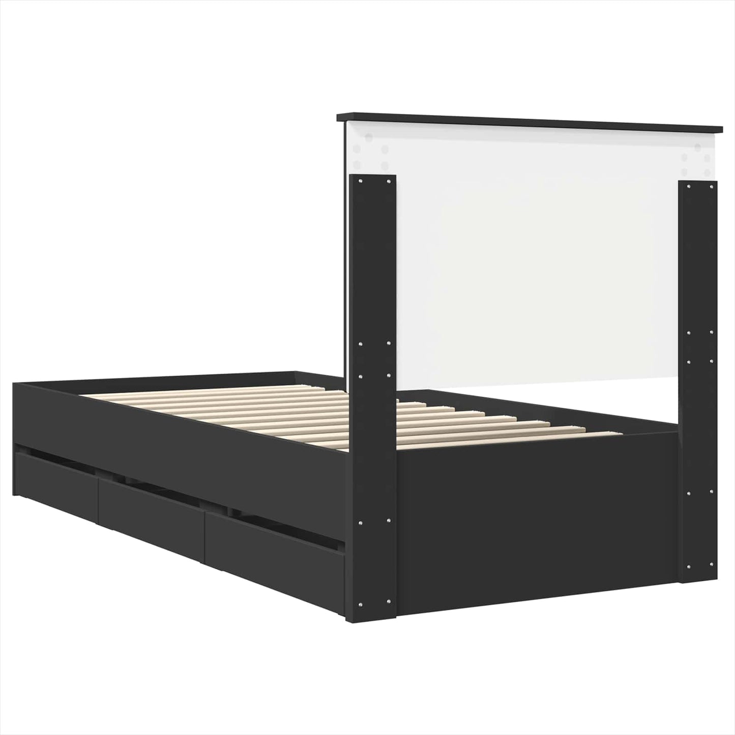 Bettrahmen mit Schubladen Schwarz 100 x 200 cm Ingenieurs Holz