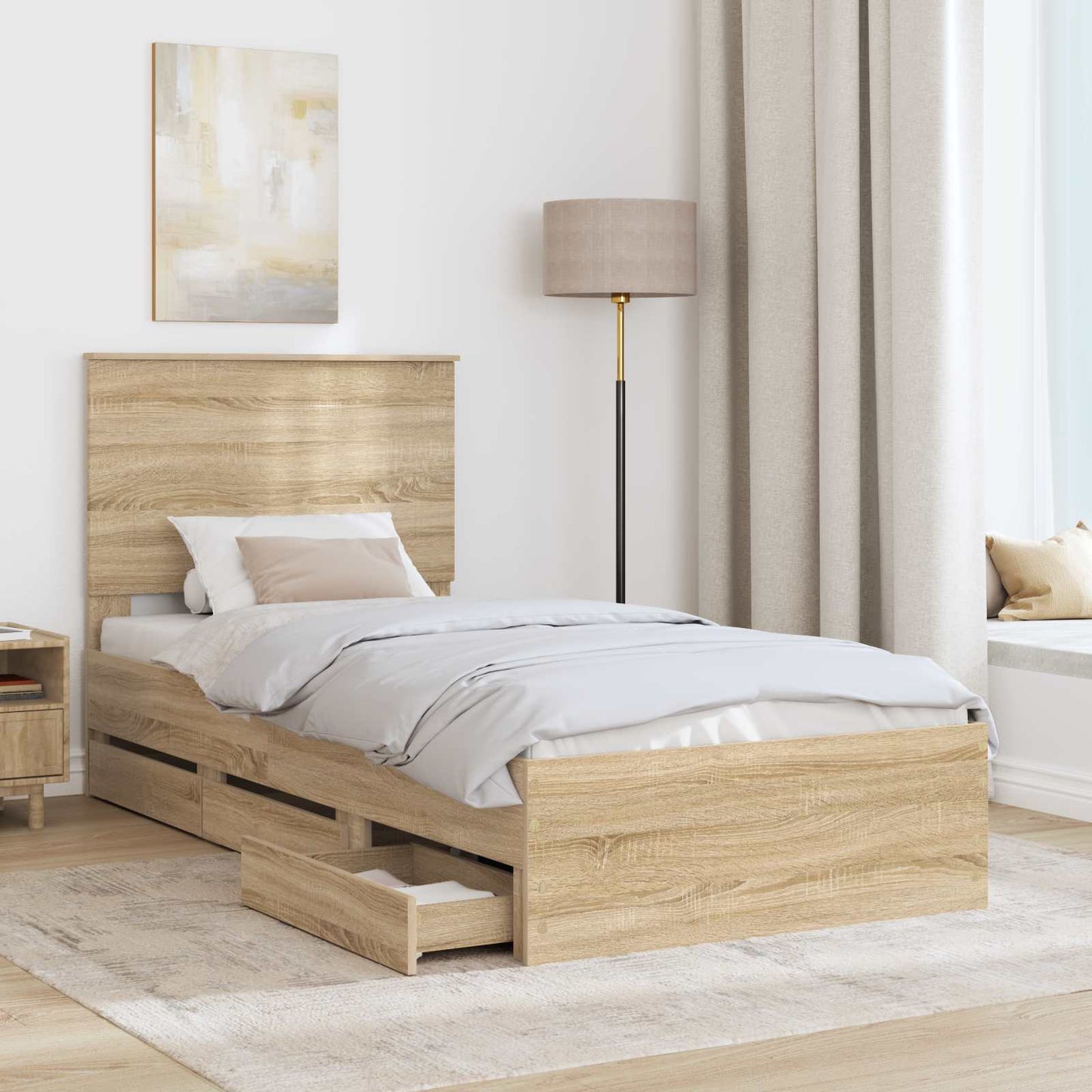 Bettrahmen Sonoma-Eiche 100 x 200 cm Ingenieurs Holz