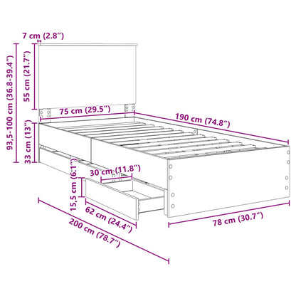Bettrahmen Sonoma-Eiche 75 x 190 cm Ingenieurs Holz