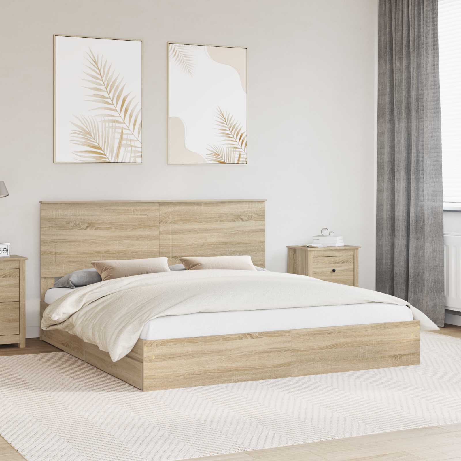 Aufbewahrungsbett Sonoma-Eiche 180 x 200 cm Holzwerkstoff
