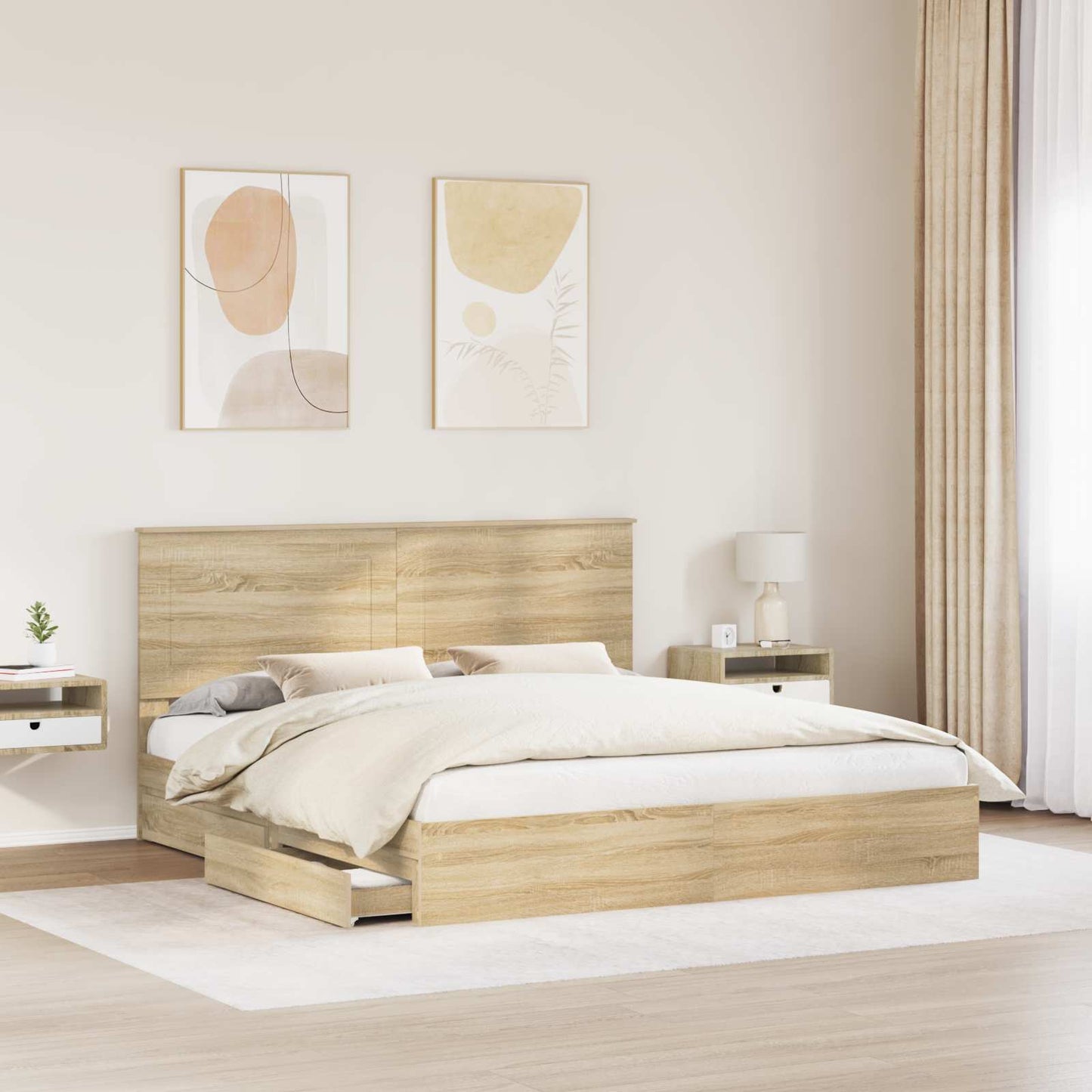 Aufbewahrungsbett Sonoma-Eiche 180 x 200 cm Holzwerkstoff