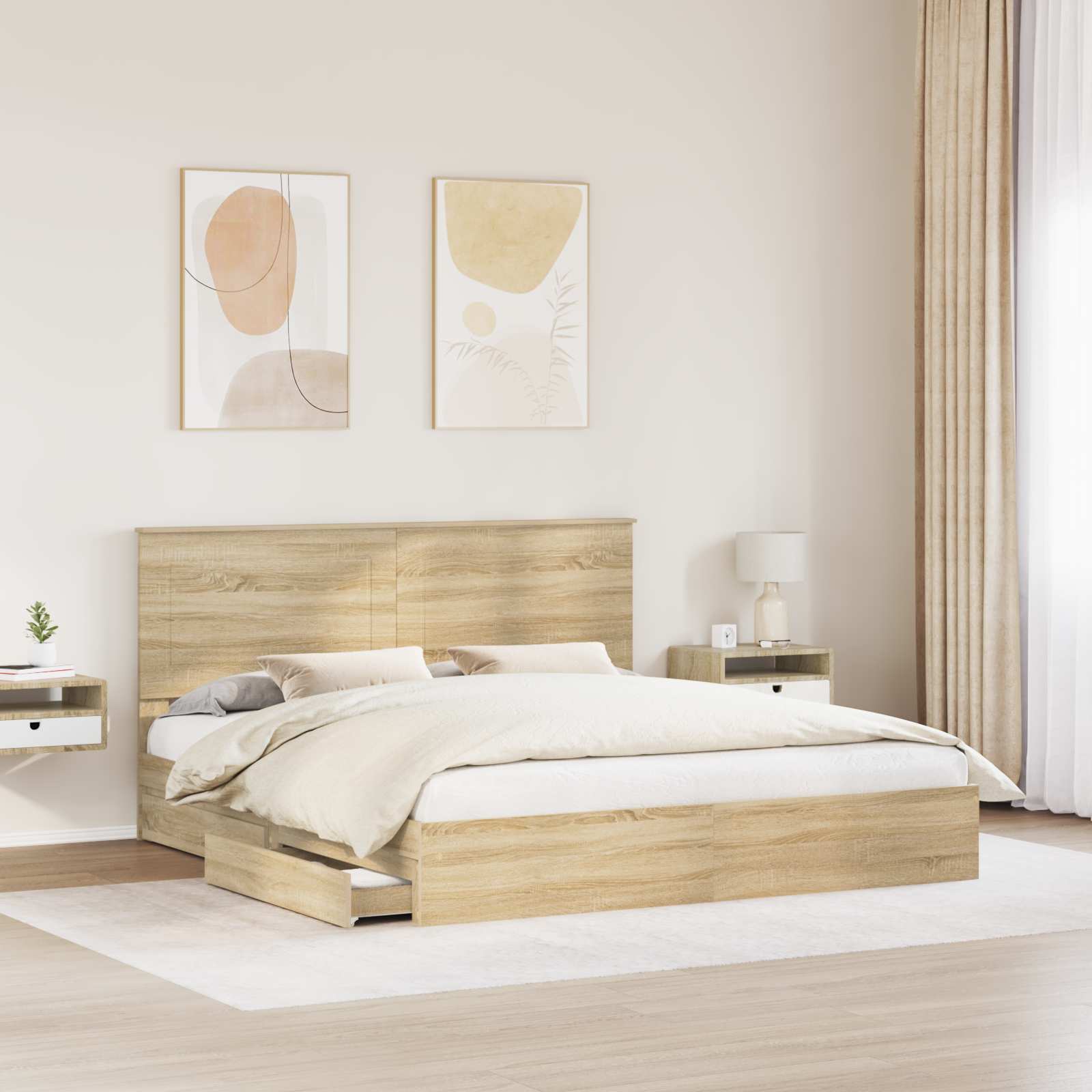 Aufbewahrungsbett Sonoma-Eiche 180 x 200 cm Holzwerkstoff