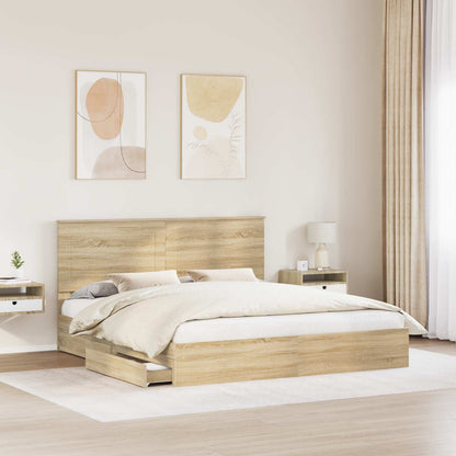 Aufbewahrungsbett Sonoma-Eiche 180 x 200 cm Holzwerkstoff