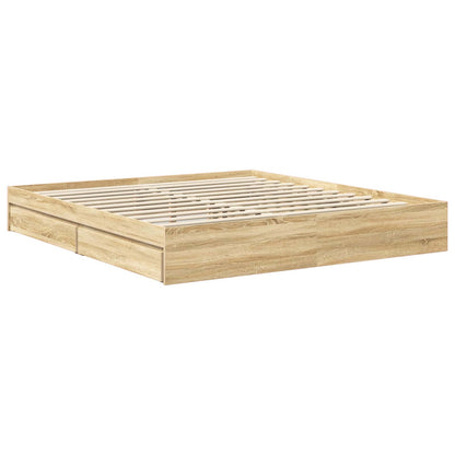 Aufbewahrungsbett Sonoma-Eiche 180 x 200 cm Holzwerkstoff