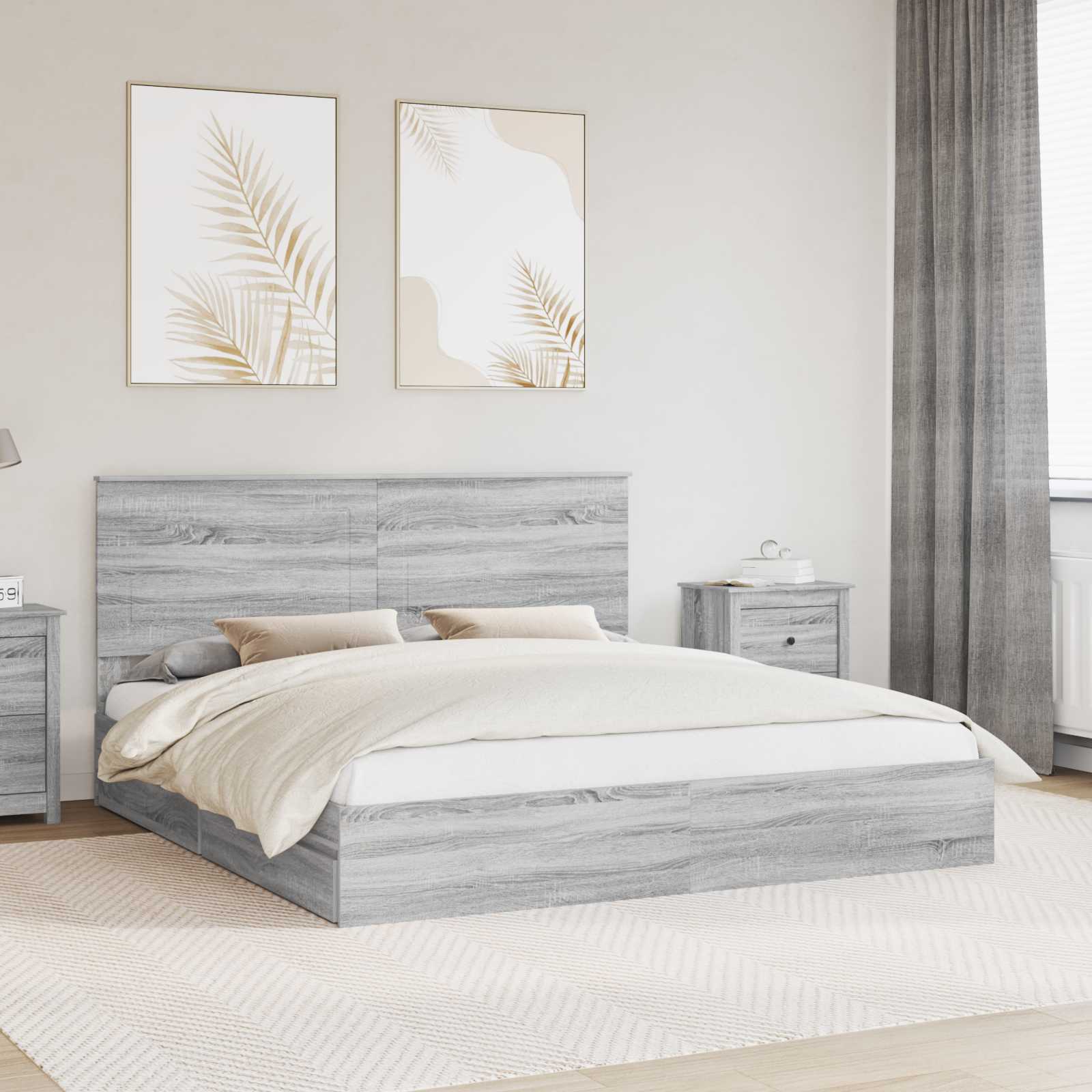 Aufbewahrungsbett Graues Sonoma 180 x 200 cm Holzwerkstoff