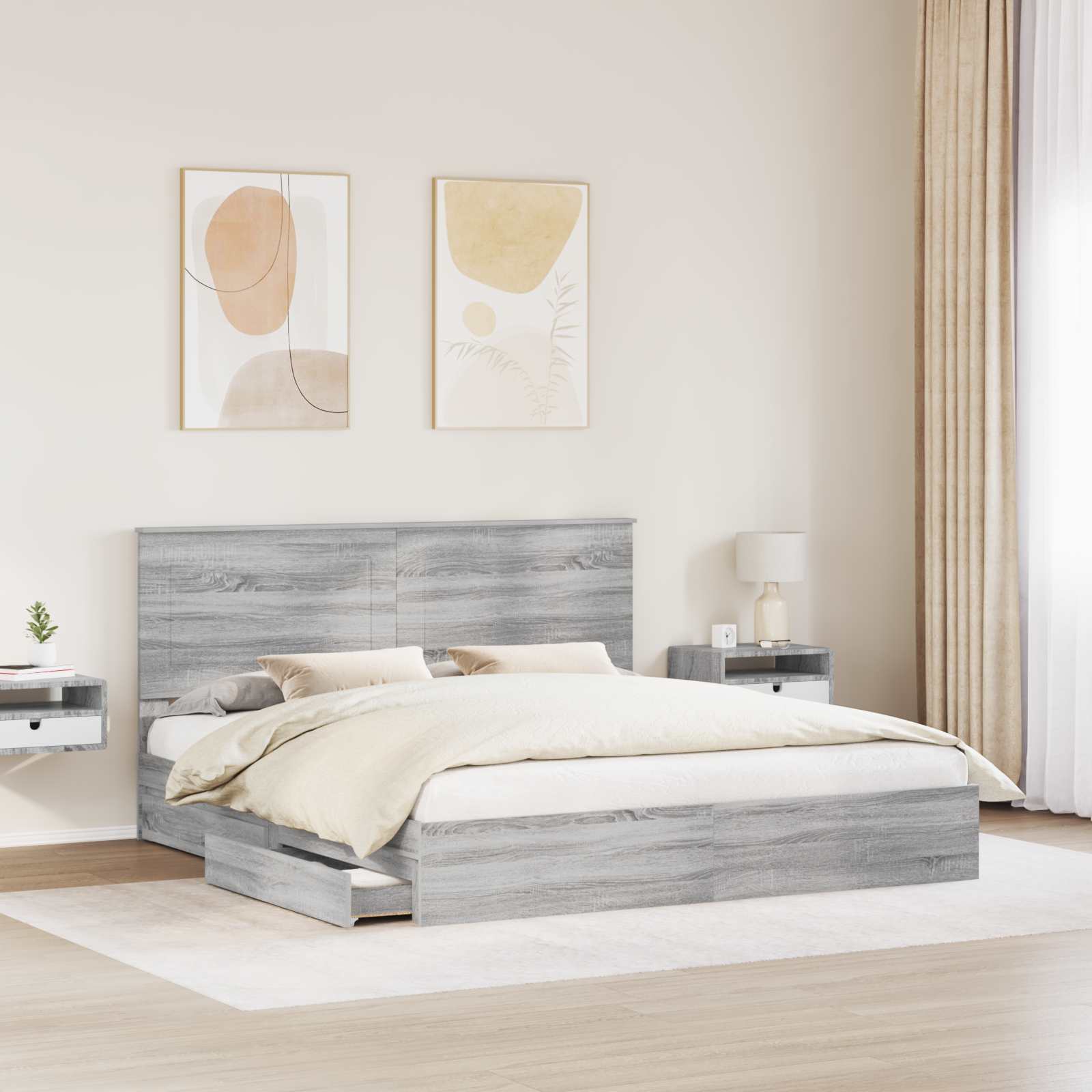 Aufbewahrungsbett Graues Sonoma 180 x 200 cm Holzwerkstoff