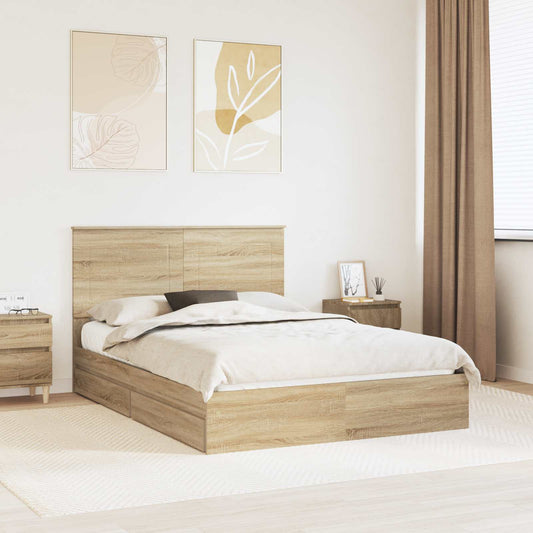 Aufbewahrungsbett Sonoma-Eiche 160 x 200 cm Holzwerkstoff
