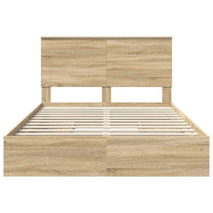 Aufbewahrungsbett Sonoma-Eiche 140 x 190 cm Holzwerkstoff