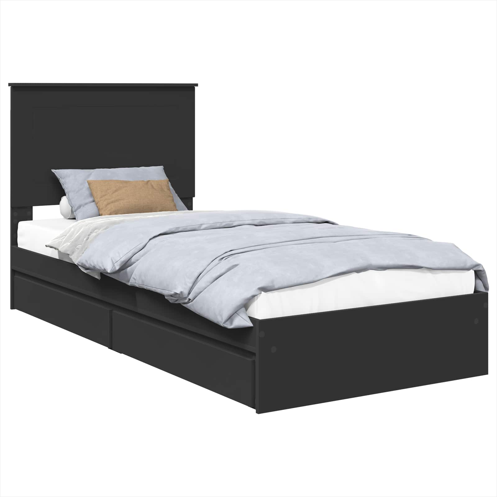 Aufbewahrungsbett Schwarz 90 x 190 cm Holzwerkstoff