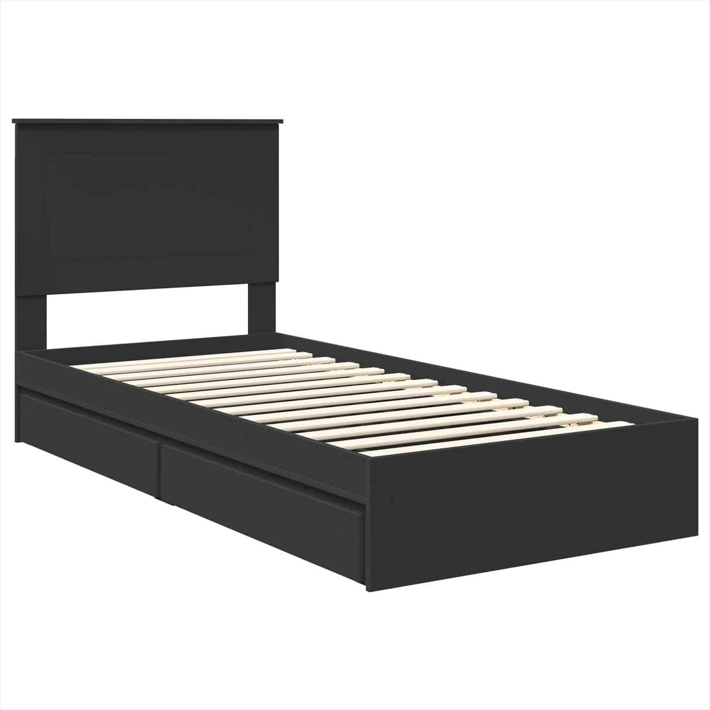 Aufbewahrungsbett Schwarz 90 x 190 cm Holzwerkstoff