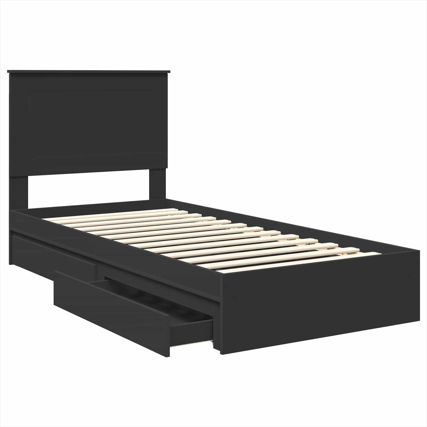 Aufbewahrungsbett Schwarz 90 x 190 cm Holzwerkstoff