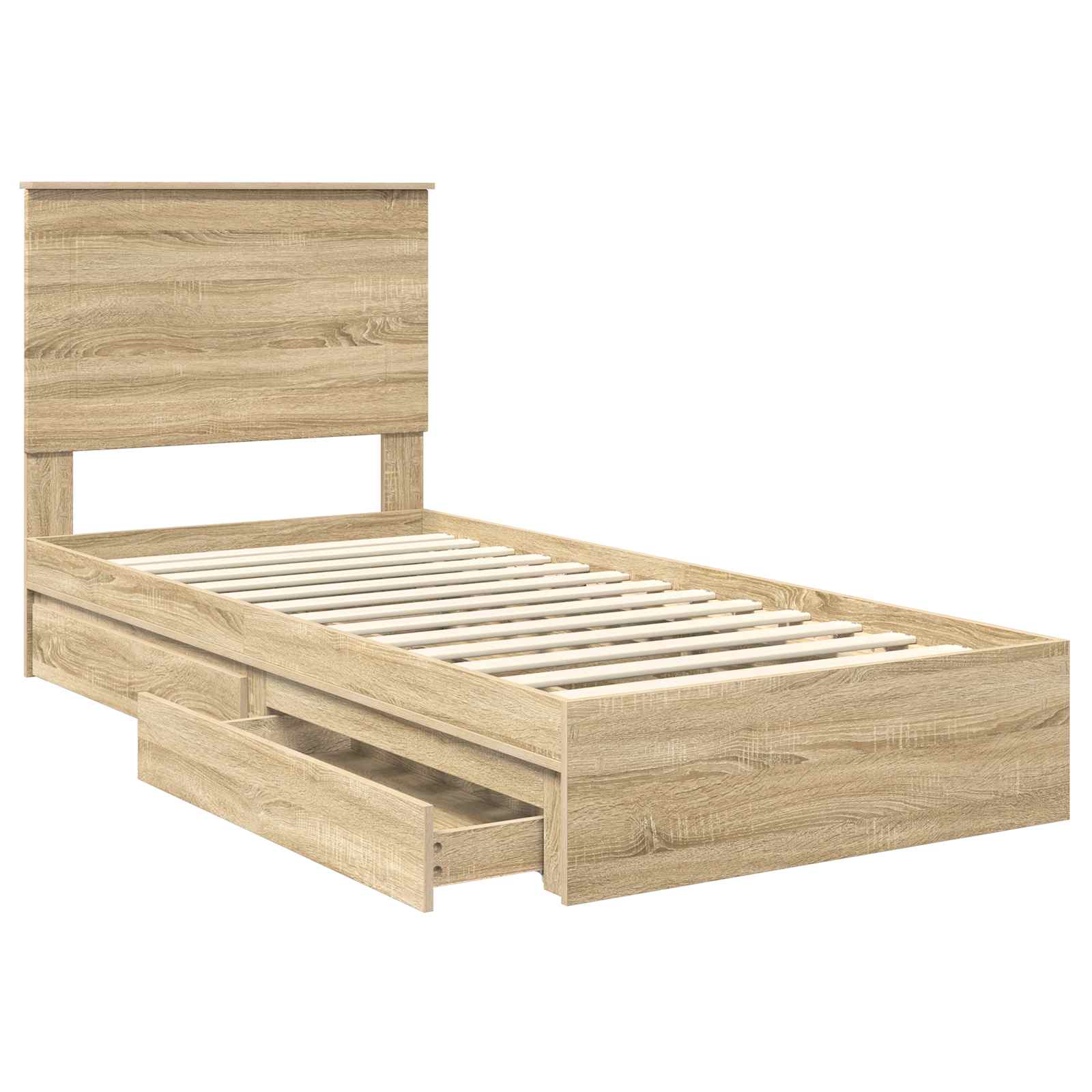 Aufbewahrungsbett Sonoma-Eiche 90 x 200 cm Holzwerkstoff