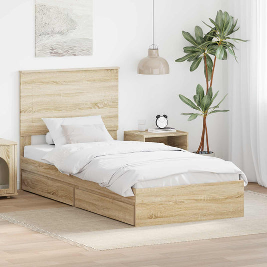 Aufbewahrungsbett Sonoma-Eiche 75 x 190 cm Holzwerkstoff