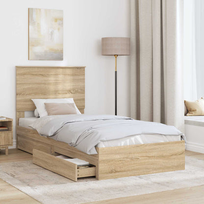 Aufbewahrungsbett Sonoma-Eiche 75 x 190 cm Holzwerkstoff