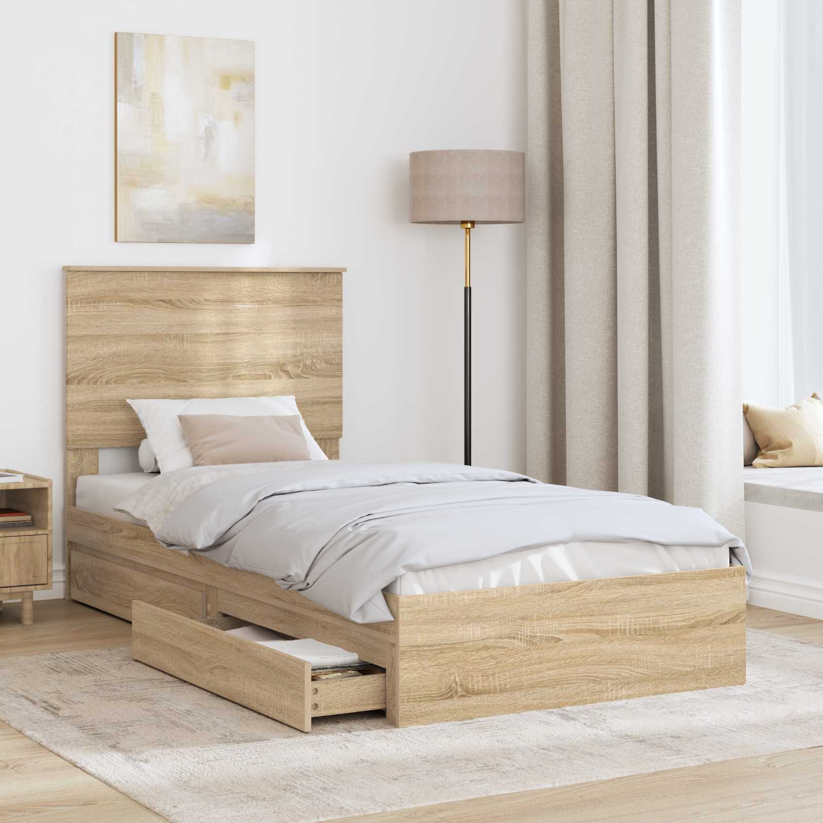 Aufbewahrungsbett Sonoma-Eiche 75 x 190 cm Holzwerkstoff