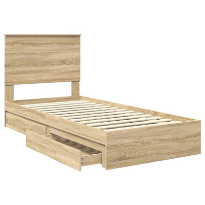 Aufbewahrungsbett Sonoma-Eiche 75 x 190 cm Holzwerkstoff
