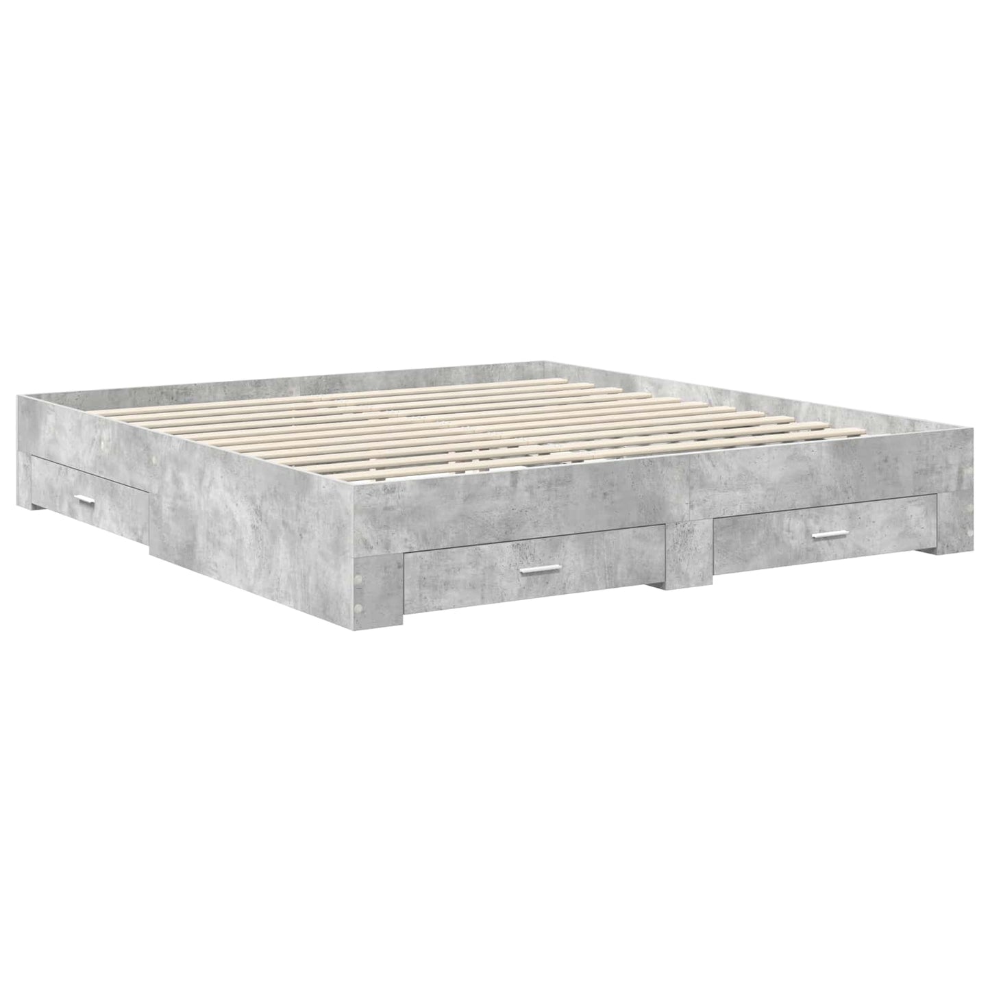 Bettrahmen mit Schubladen Beton Grau 200 x 200 cm Holzwerkstoff