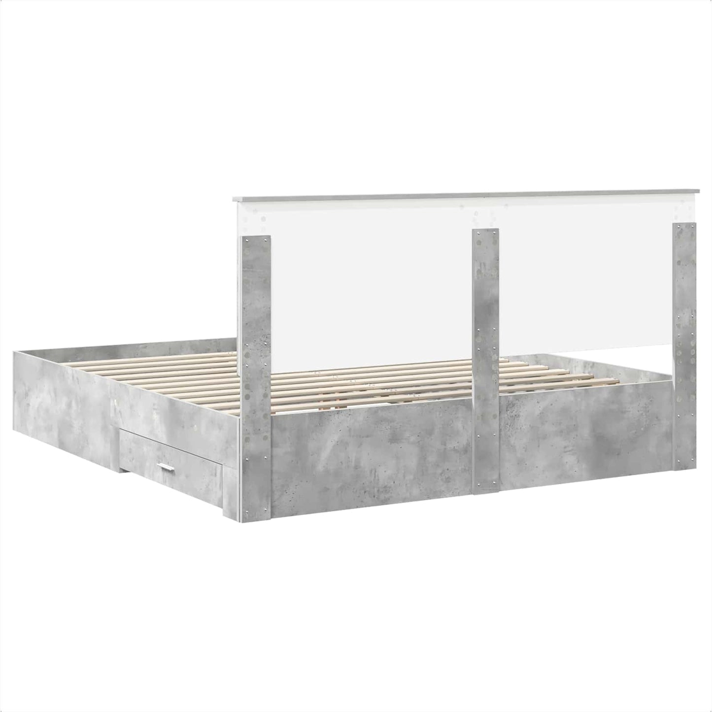 Bettrahmen mit Schubladen Beton Grau 200 x 200 cm Holzwerkstoff