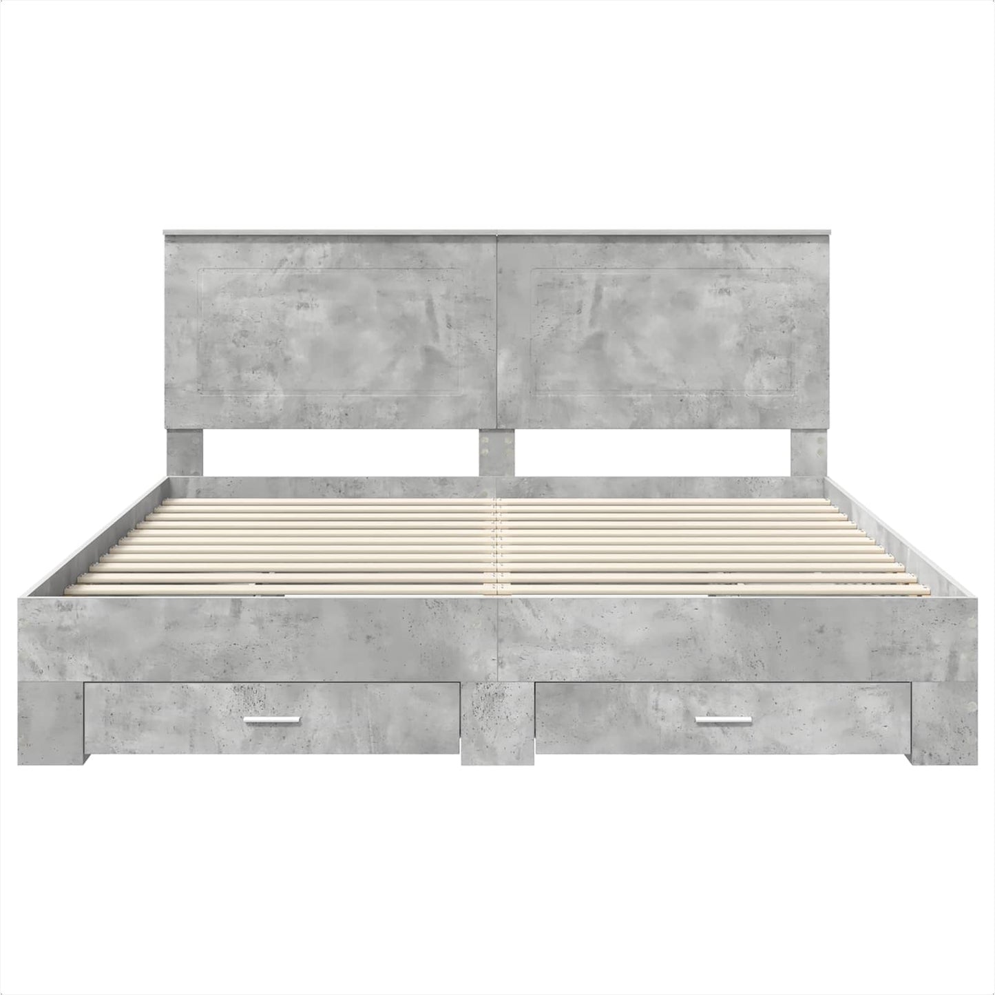 Bettrahmen mit Schubladen Beton Grau 200 x 200 cm Holzwerkstoff