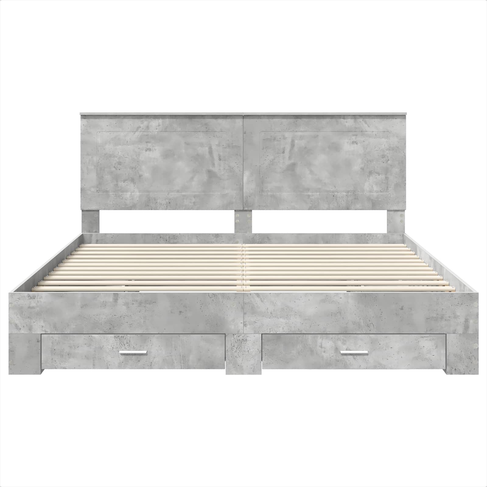 Bettrahmen mit Schubladen Beton Grau 200 x 200 cm Holzwerkstoff