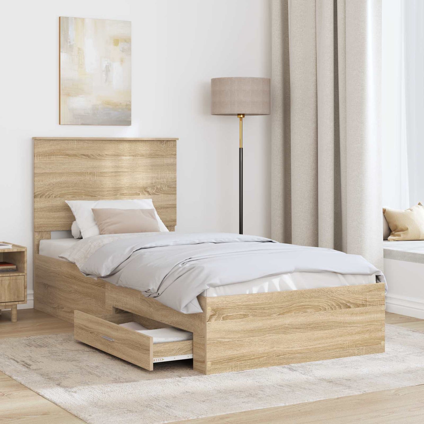 Bettrahmen Sonoma Eiche und Silber 75 x 190 cm Holzwerkstoff