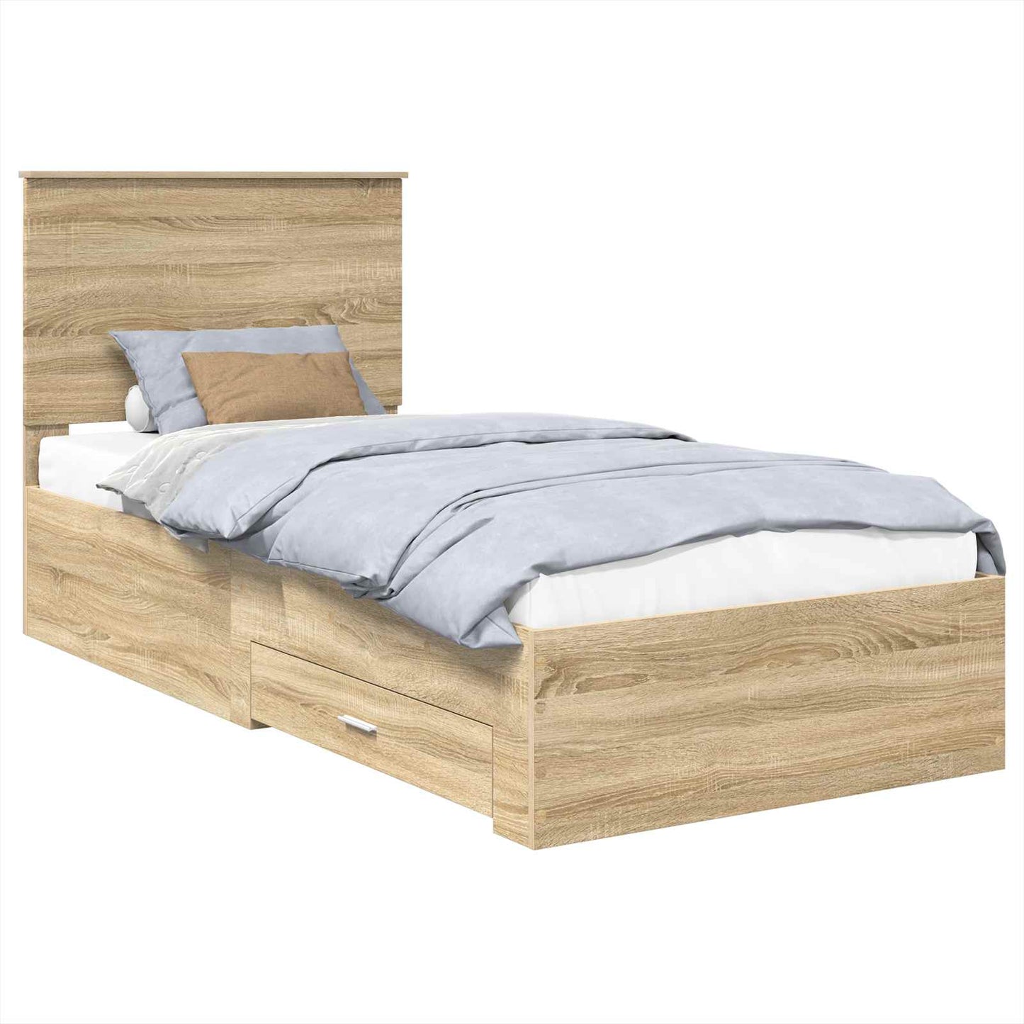 Bettrahmen Sonoma Eiche und Silber 75 x 190 cm Holzwerkstoff