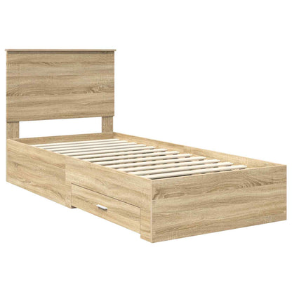 Bettrahmen Sonoma Eiche und Silber 75 x 190 cm Holzwerkstoff