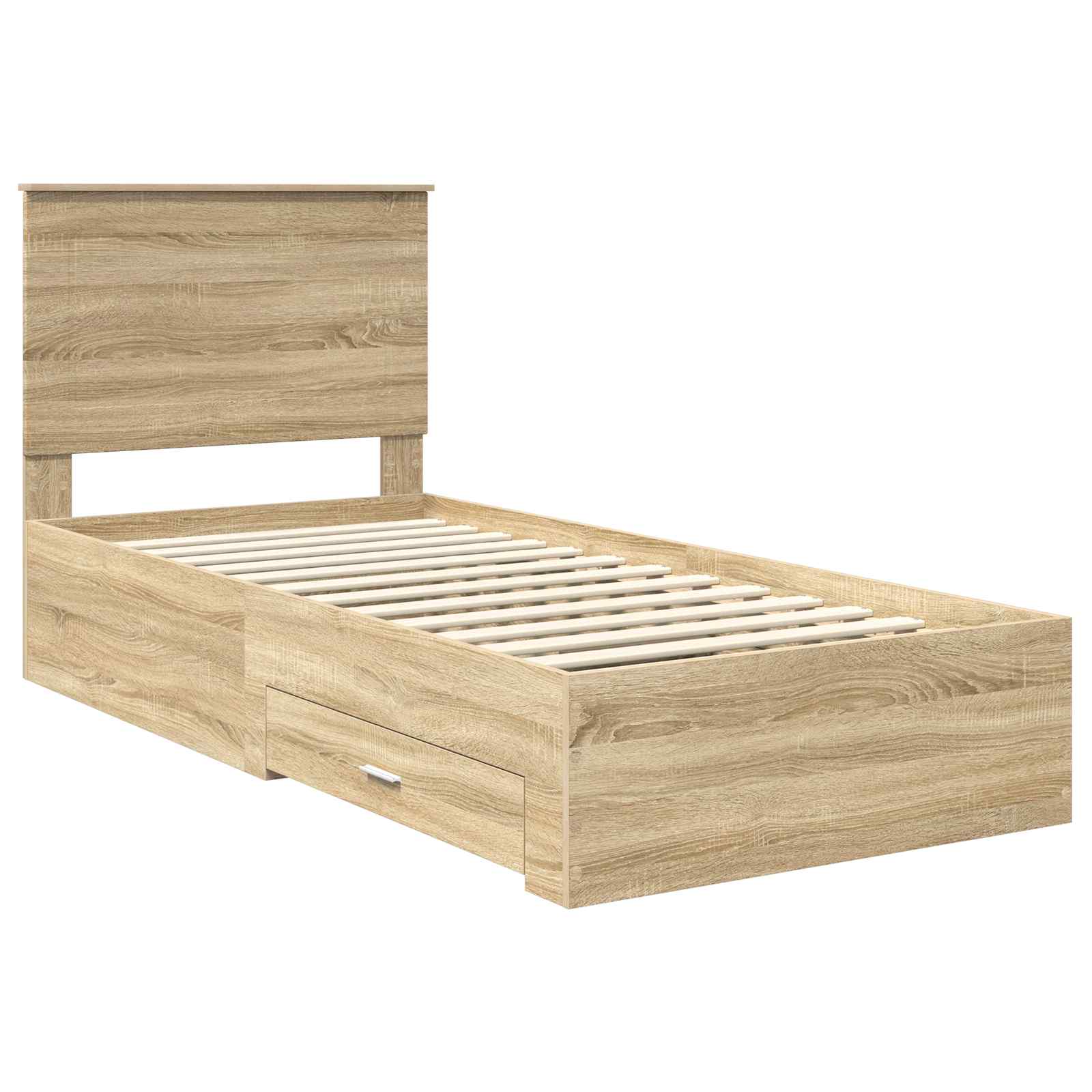Bettrahmen Sonoma Eiche und Silber 75 x 190 cm Holzwerkstoff