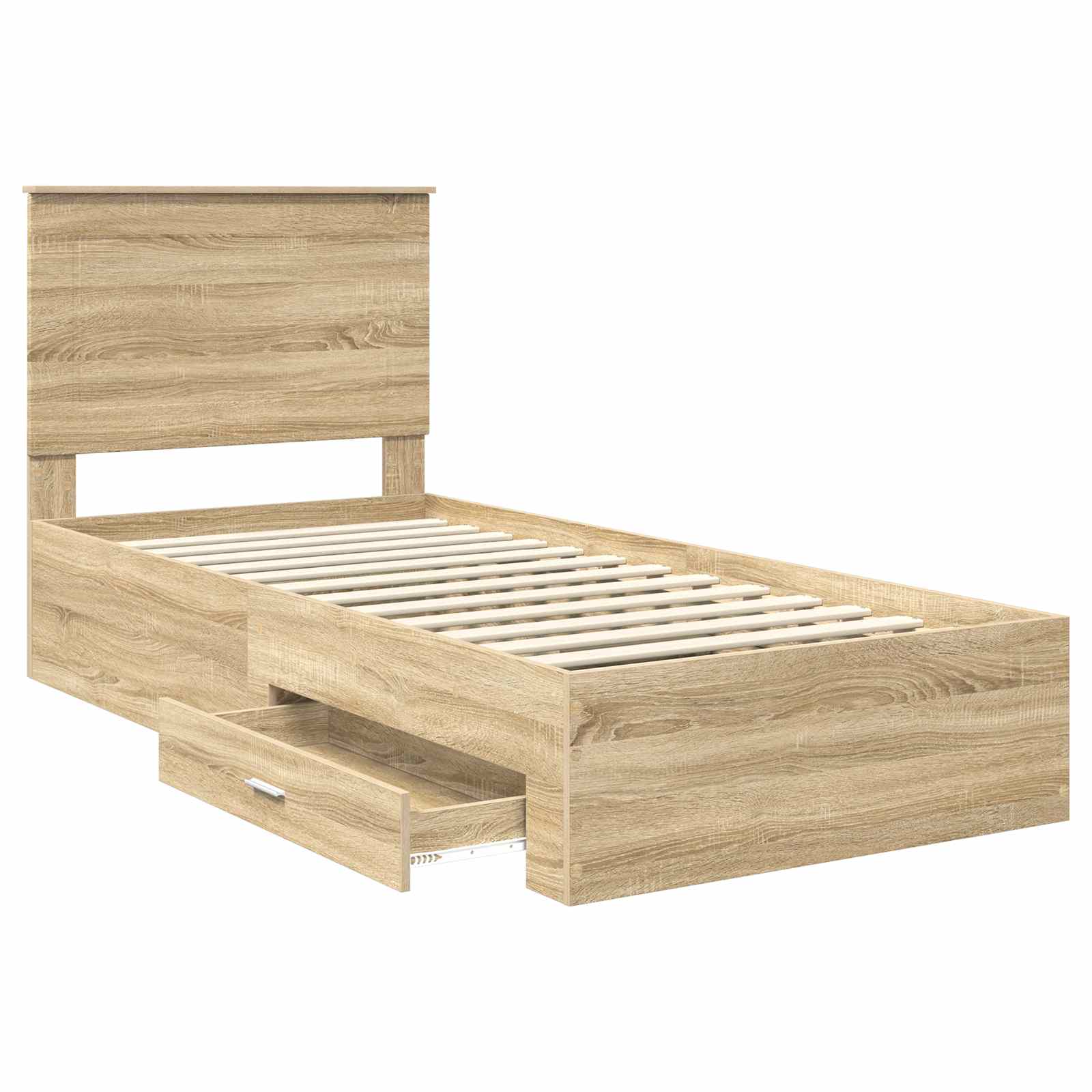 Bettrahmen Sonoma Eiche und Silber 75 x 190 cm Holzwerkstoff