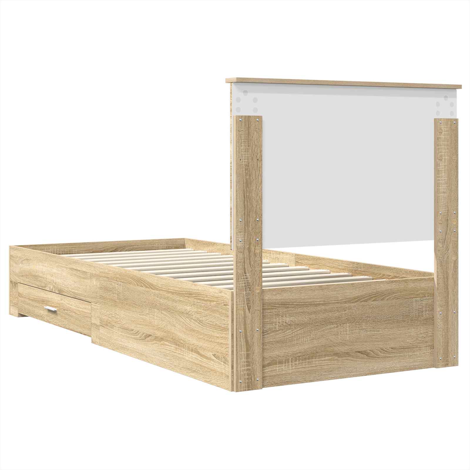 Bettrahmen Sonoma Eiche und Silber 75 x 190 cm Holzwerkstoff