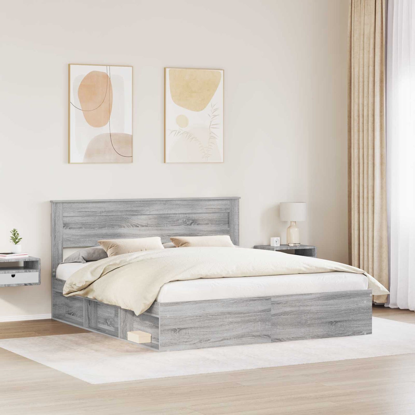 Bettrahmen Graues Sonoma 180 x 200 cm Massives Kiefernholz