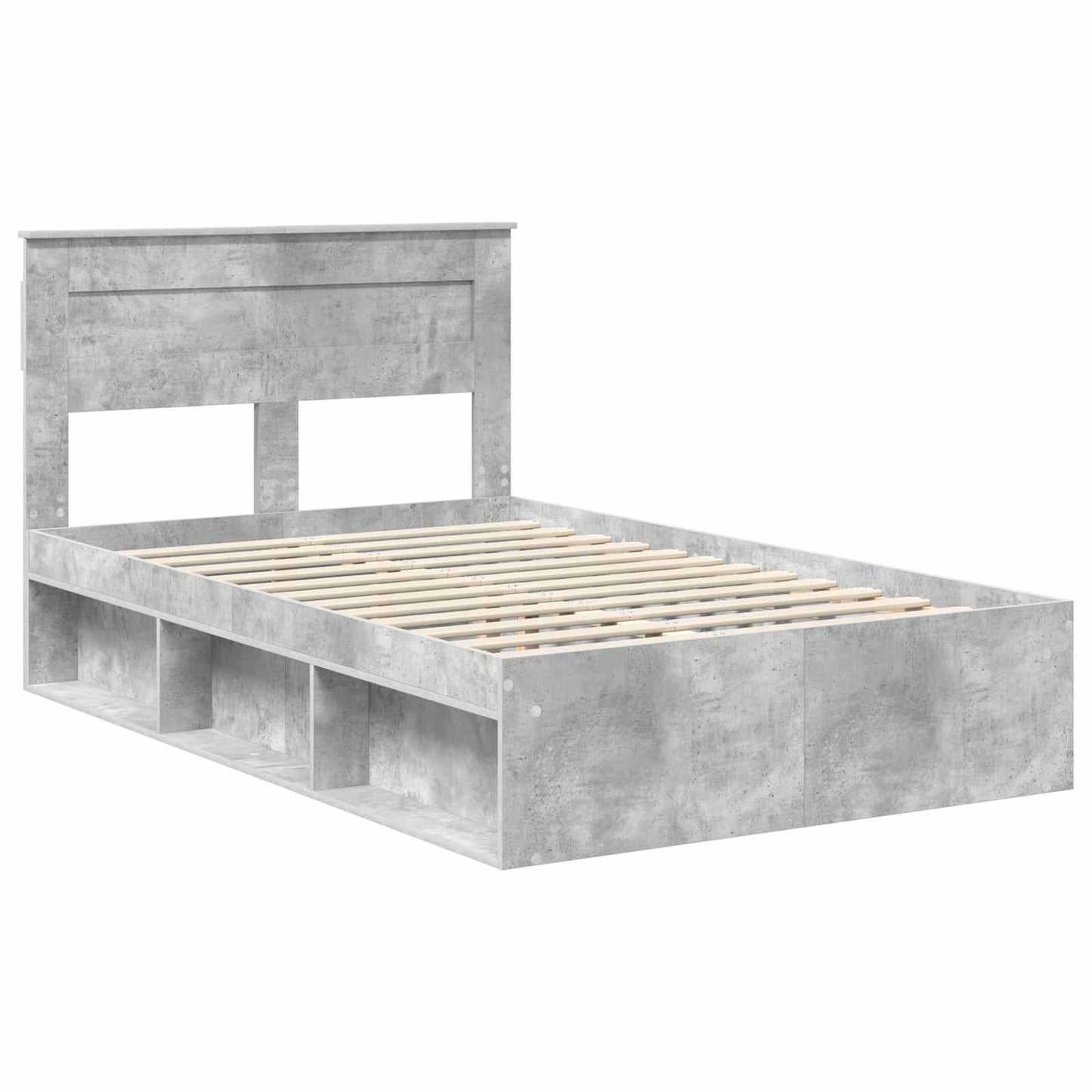 Bettrahmen mit Kopfteil Beton 120 x 190 cm Massives Kiefernholz