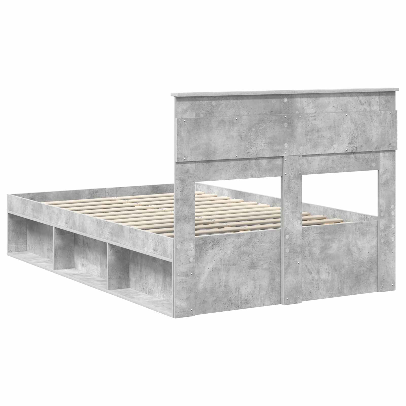 Bettrahmen mit Kopfteil Beton 120 x 190 cm Massives Kiefernholz