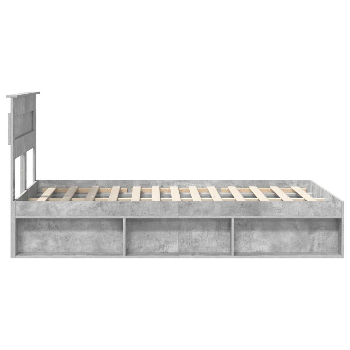 Bettrahmen Betongrau 120 x 190 cm Holzwerkstoff