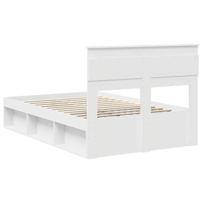 Bettrahmen mit Kopfteil Weiß 120 x 200 cm Massives Kiefernholz