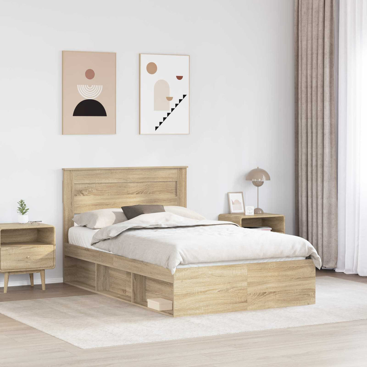 Bettrahmen Sonoma-Eiche 120 x 200 cm Holzwerkstoff