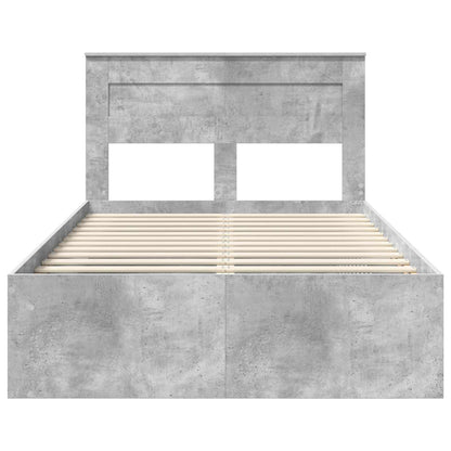 Bettrahmen mit Kopfteil Beton 120 x 200 cm Massives Kiefernholz