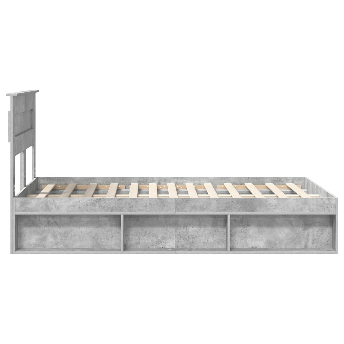 Bettrahmen mit Kopfteil Beton 120 x 200 cm Massives Kiefernholz