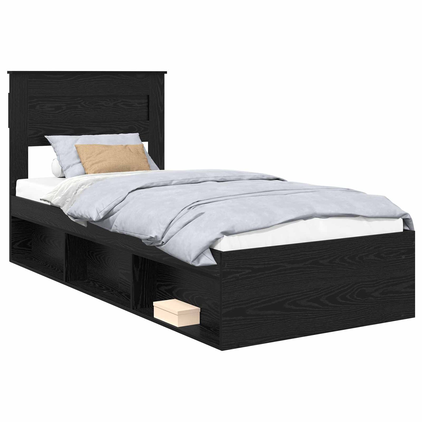 Bettrahmen Uni Schwarz 100 x 200 cm Massives Kiefernholz