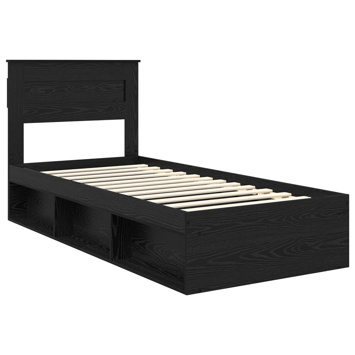 Bettrahmen Uni Schwarz 100 x 200 cm Massives Kiefernholz