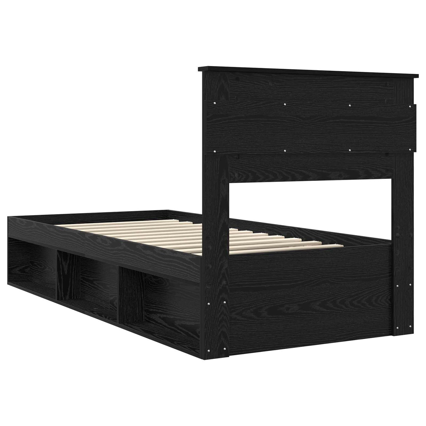 Bettrahmen Uni Schwarz 100 x 200 cm Massives Kiefernholz